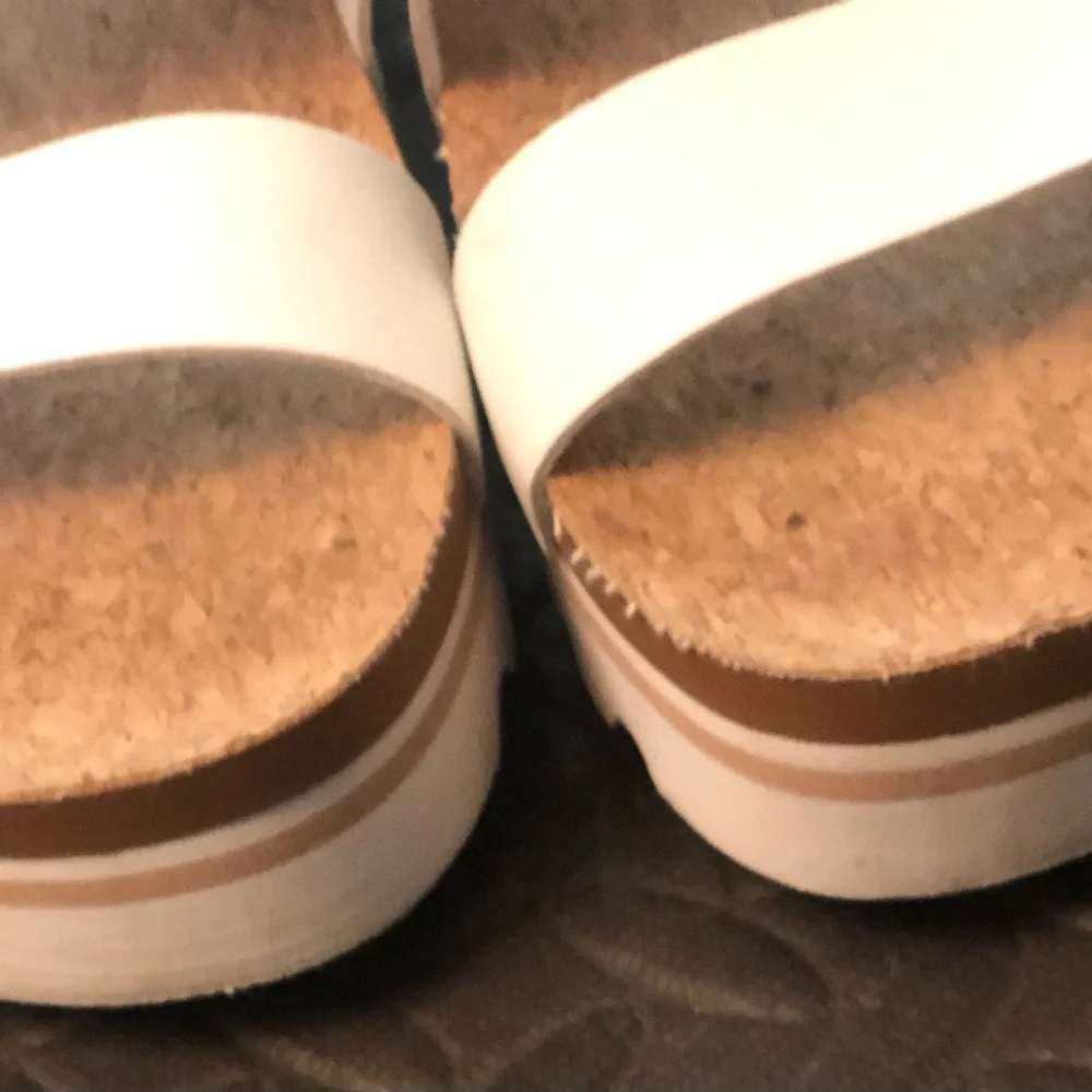 Reef woman White Double-Strap Cork Footbed Slide Vista Sandal sz 9